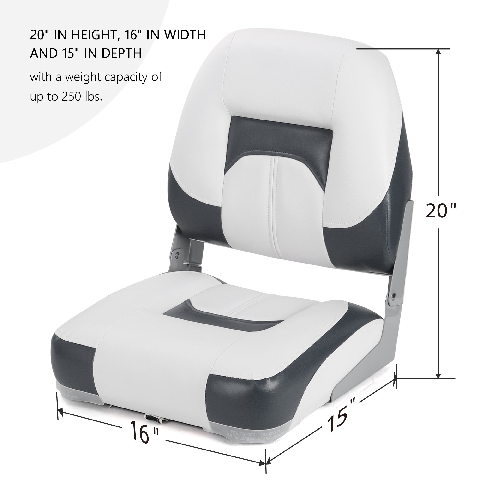 NORTHCAPTAIN Deluxe Low Back Folding Boat Seat,Stainless Steel Screws Included